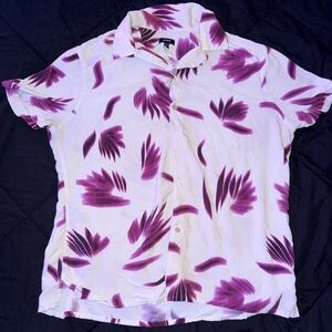 Express White and Purple Button Down Shirt